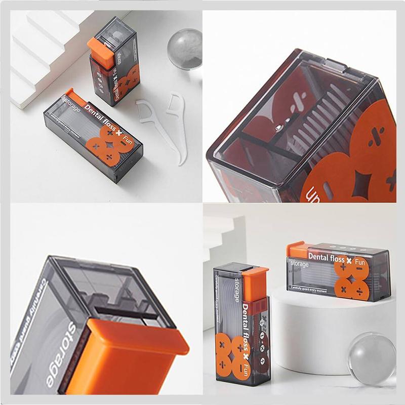 Портативная коробка для зубной нити Автоматический выдвижной диспенсер для нити Нажимной тип Дорожный одноразовый держатель для зубочисток и нити