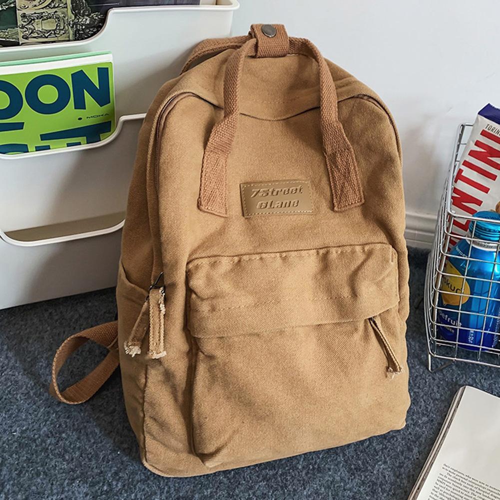 Casual Men Women Backpack Cotton Canvas Traveling Commuting Backpacks Large Capacity Solid Color Fashion Knapsack