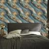 Turquoise, brown and sea green ink wallpaper for living room and bedroom 50x1000