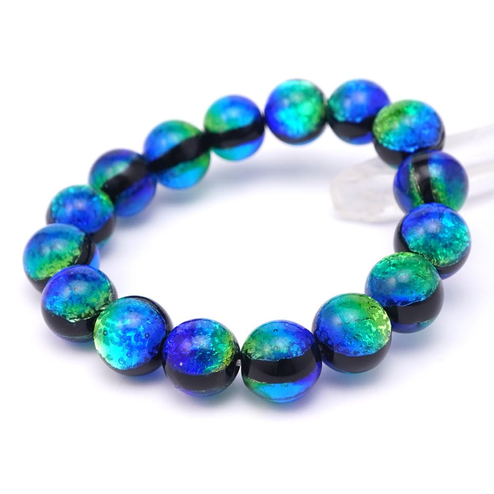Dragonfly Ball Blue Green 12mm Round Ball Bracelet Inner Circumference Kerama Marine Firefly Glass Natural Stone Power Stone Prayer Bead Prayer Bead