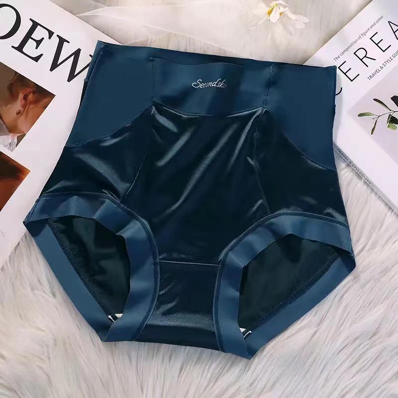 Бесшовные атласные трусы с высокой талией и контролем живота - Дышащие, ощущение обнаженности, удобные, женское белье с эффектом лифтинга бедер.