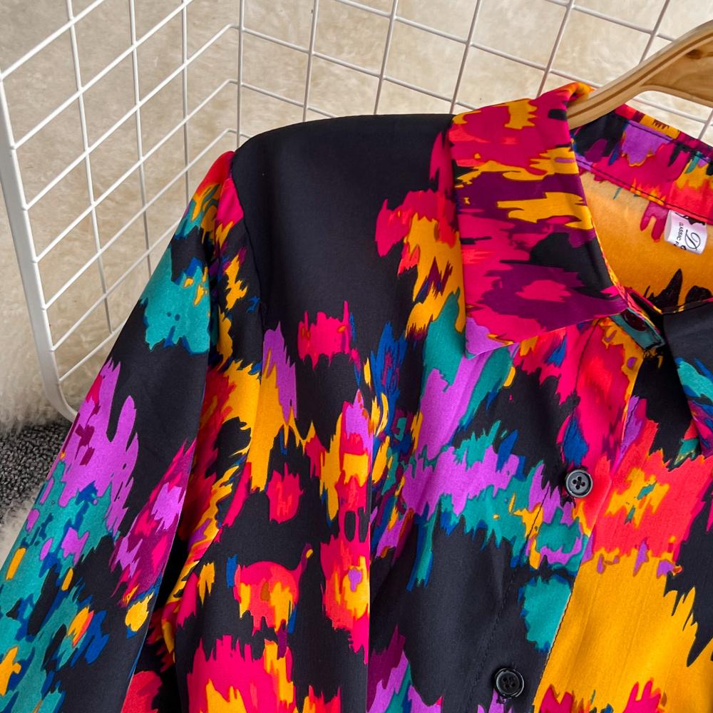 Новое осеннее модное женское платье с цветочным принтом, однобортное однобортное трапециевидное платье с отложным воротником и длинными рукавами, винтажные вечерние платья миди