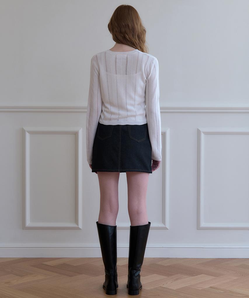 Plack Woman Low Mini Skirt M22 Dark Indigo