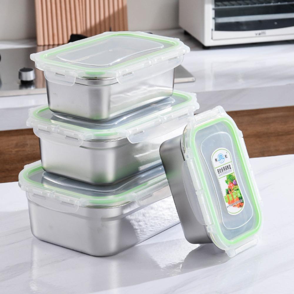 Leak-proof Fresh-keeping Box Stainless Steel Refrigerator Freezer Storage Box Kitchen Accessories
