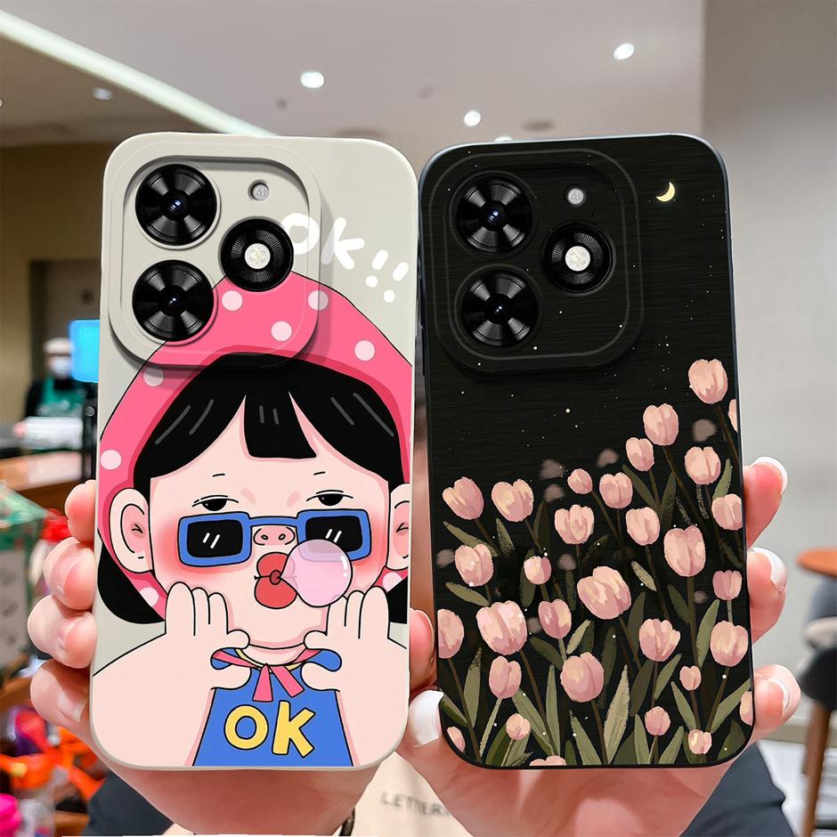 Для Tecno Spark Go 2024 Чехол Модный Кокосовое Дерево Жидкий Силикон Мягкий ТПУ Ударопрочный Чехол для Телефона Для TecnoSpark Go 2024 Funda