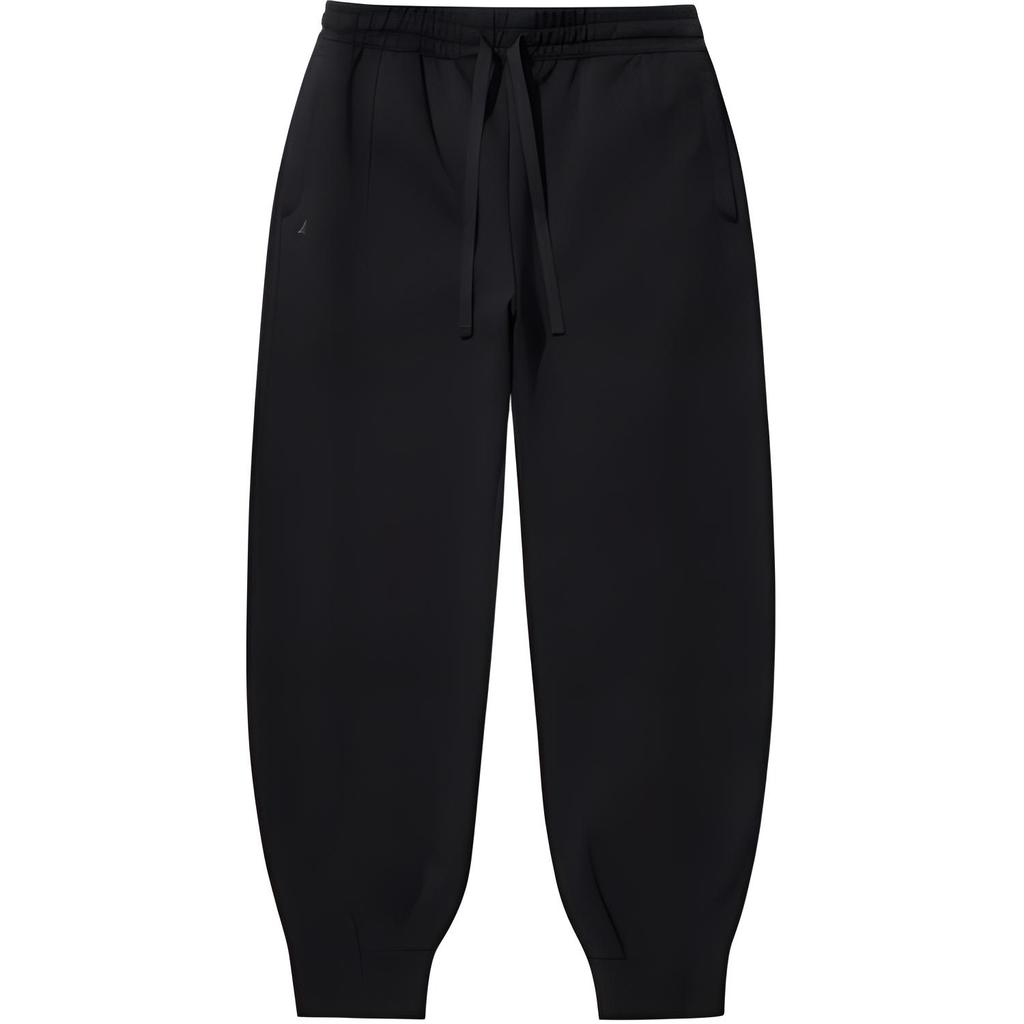 Li Ning X Jackie Chan Collaboration Kung Fu Series Cuffed Loose Mid Waist Solid Color Lace-Up Casual Pants Unisex Pants Black AKLUA09-2