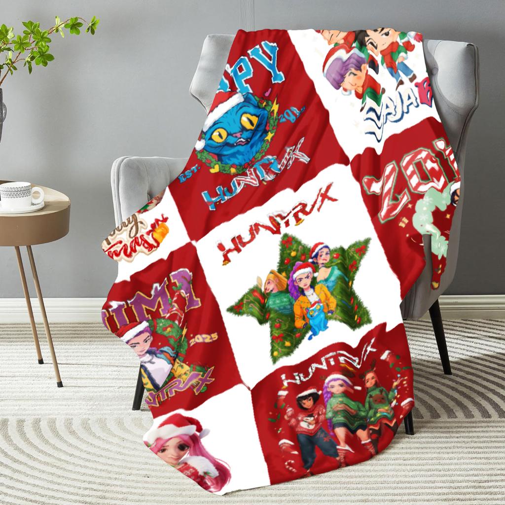 Huntrix Рождественский плед для мальчиков девочек K pop Охотники на демонов Руми Мира Зои Плед Уютный Рождественский подарок для фанатов Huntrix