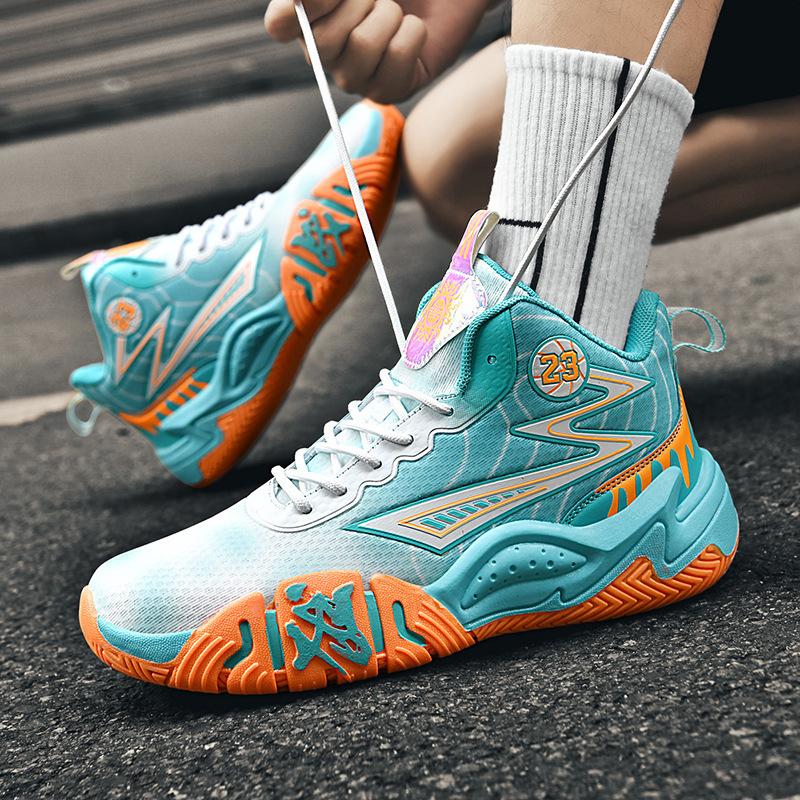 Basketball shoes men's summer new breathable cushioning teenagers primary and secondary school students children's sneakers men's high-top sneakers