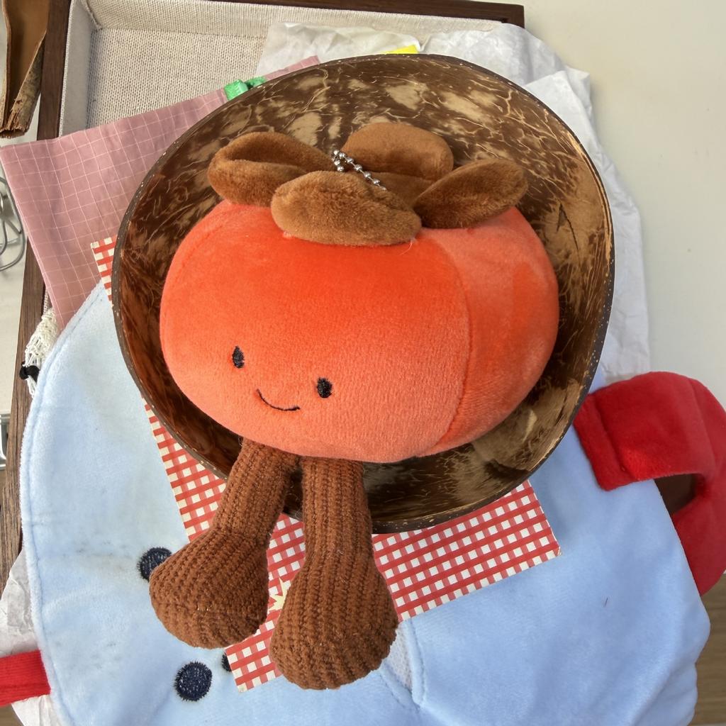 Cute Plush Persimmon Doll Keychain Realistic Fruit Pendant Cartoon Legged Toy Bag Charm Accessory