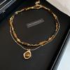 Light Luxury Collarbone Chain Senior Sense Sweater Chain Tiger's Eye Stone Beaded Necklace  Winter