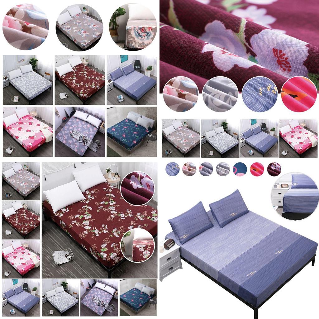 Colorful Floral Mattress Protective Cover Fitted Sheet Dustproof Cover For Bedrooms