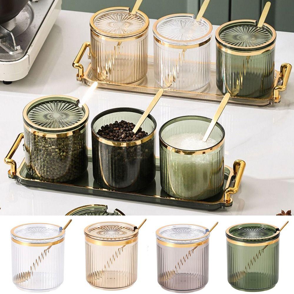 European Style Seasoning Storage Jar Transparent Spice Container Food Storage Organizer  Chili