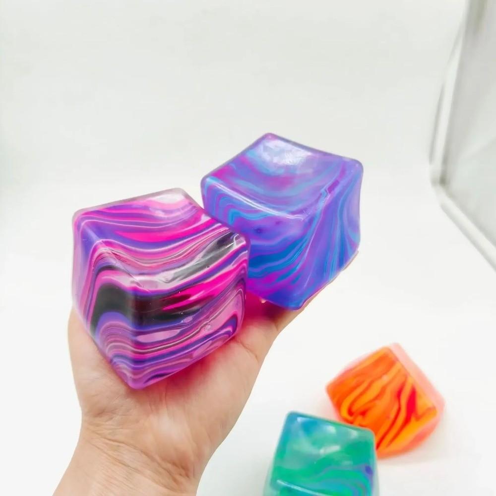 Glitter Ice Cube Squishy Toy Slow Rebound Cube Fidget Toy Pinch Toy Cube Squeeze Toy Kids Gifts