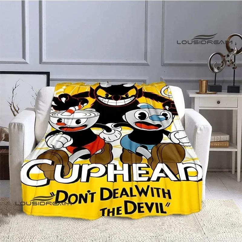 Одеяла с принтом аниме Cuphead, детские теплые красивые одеяла, фланелевые мягкие и удобные одеяла для дома, путешествий, подарков на день рождения