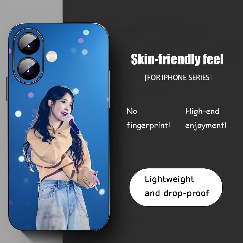 Популярная звезда IU Чехол для телефона Для iPhone 16 15 14 13 12 11 X XR XS 8 Plus Mini Pro Max Мягкий черный Ударопрочный Чехол