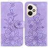 For Honor 400 5G (Global) Stand Case Lily Flower Imprint Leather Phone Cover with Wrist Strap