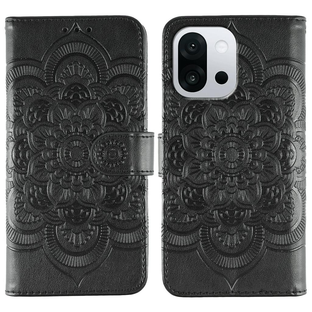 For OnePlus 13T 5G Case PU Leather Mandala Imprinted Design Wallet Phone Cover with Wrist Strap