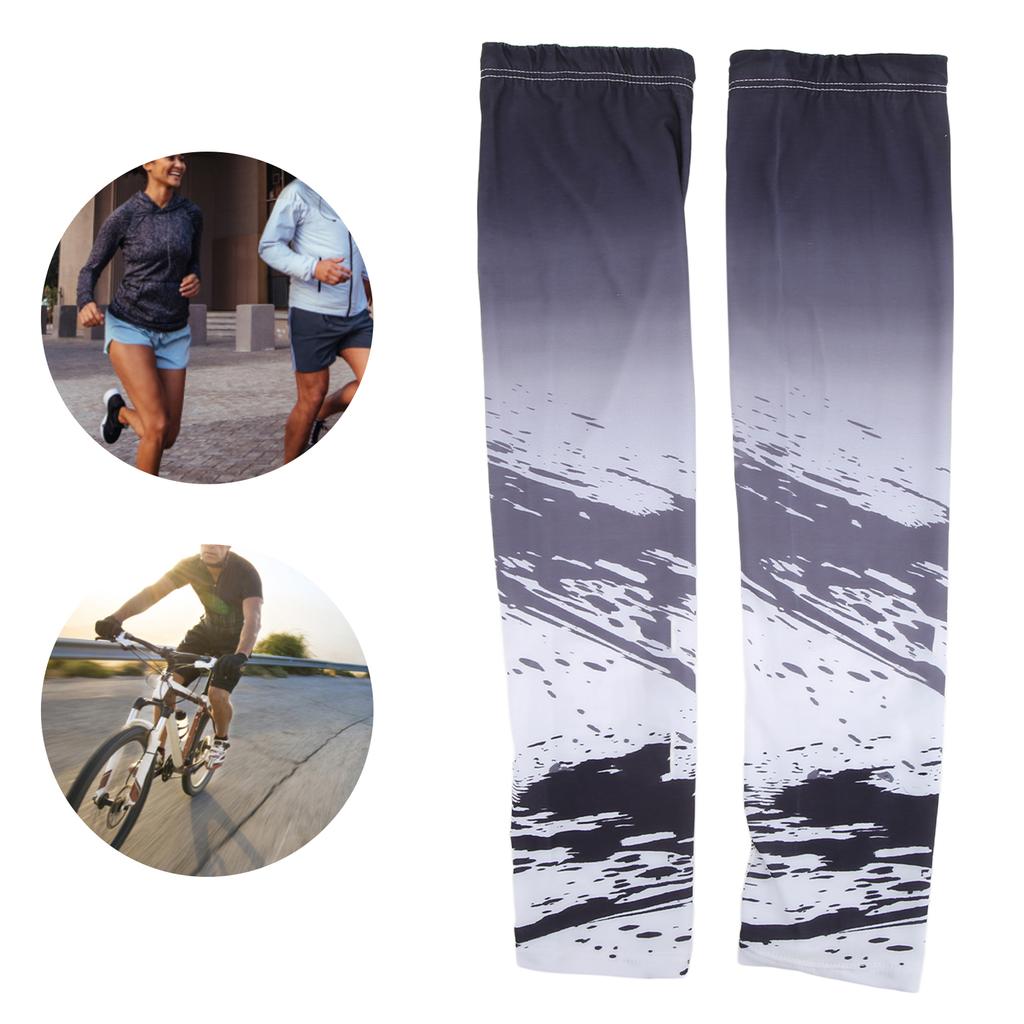 1 Pair Ice Silk Sleeves UV Sun Lengthen Thin Breathable Quick Drying Cooling Arm Sleeves for Sports