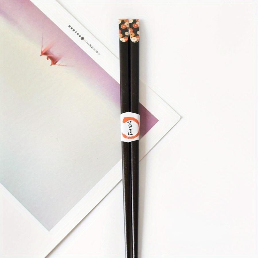 1 Pairs Japanese Flower Pattern Pointed Chopsticks Smooth Wax-free Wood Polka Dot Chopsticks Chinese Family Restaurant Banquet Use Serving Chopsticks