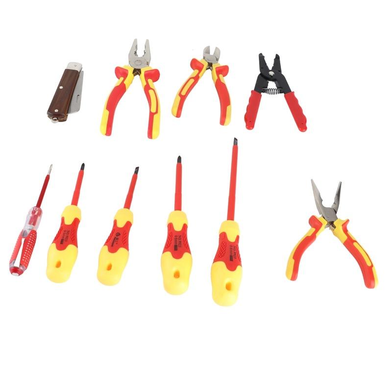 10 Pcs ulated Electrician Tool Set with Slotted Cross Head Tip Electrician Screwdriver Set