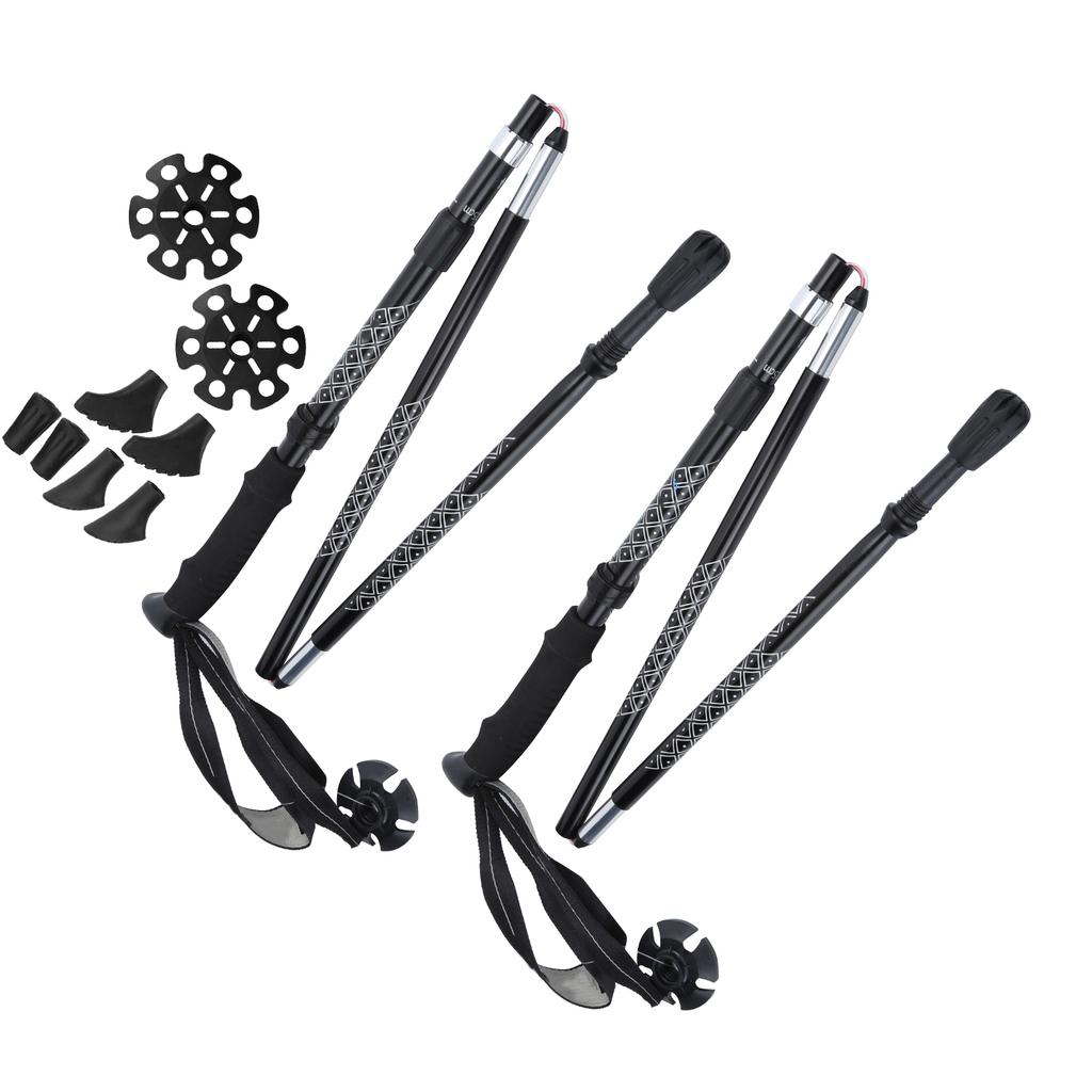 1 пара 5-секционных складных амортизирующих телескопических походных палок с внутренним замком