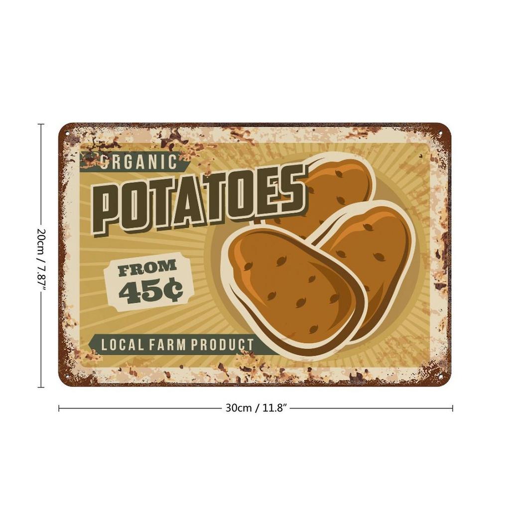 1-Pack vintage shabby wall hanging metal, 20×30cm and 30×40cm, rust-effect sign for kitchen, bar or gallery