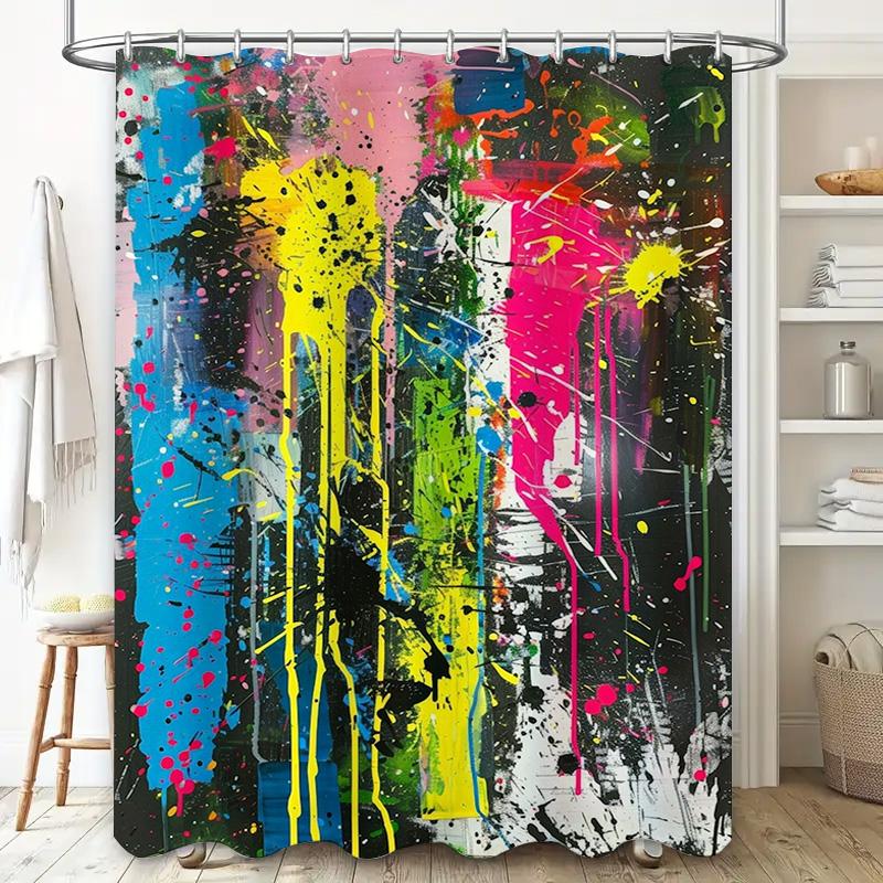 Abstract Colorful Splatter Design Shower Curtain Waterproof Bathroom Decorations Polyester Fabric Various Sizes Available