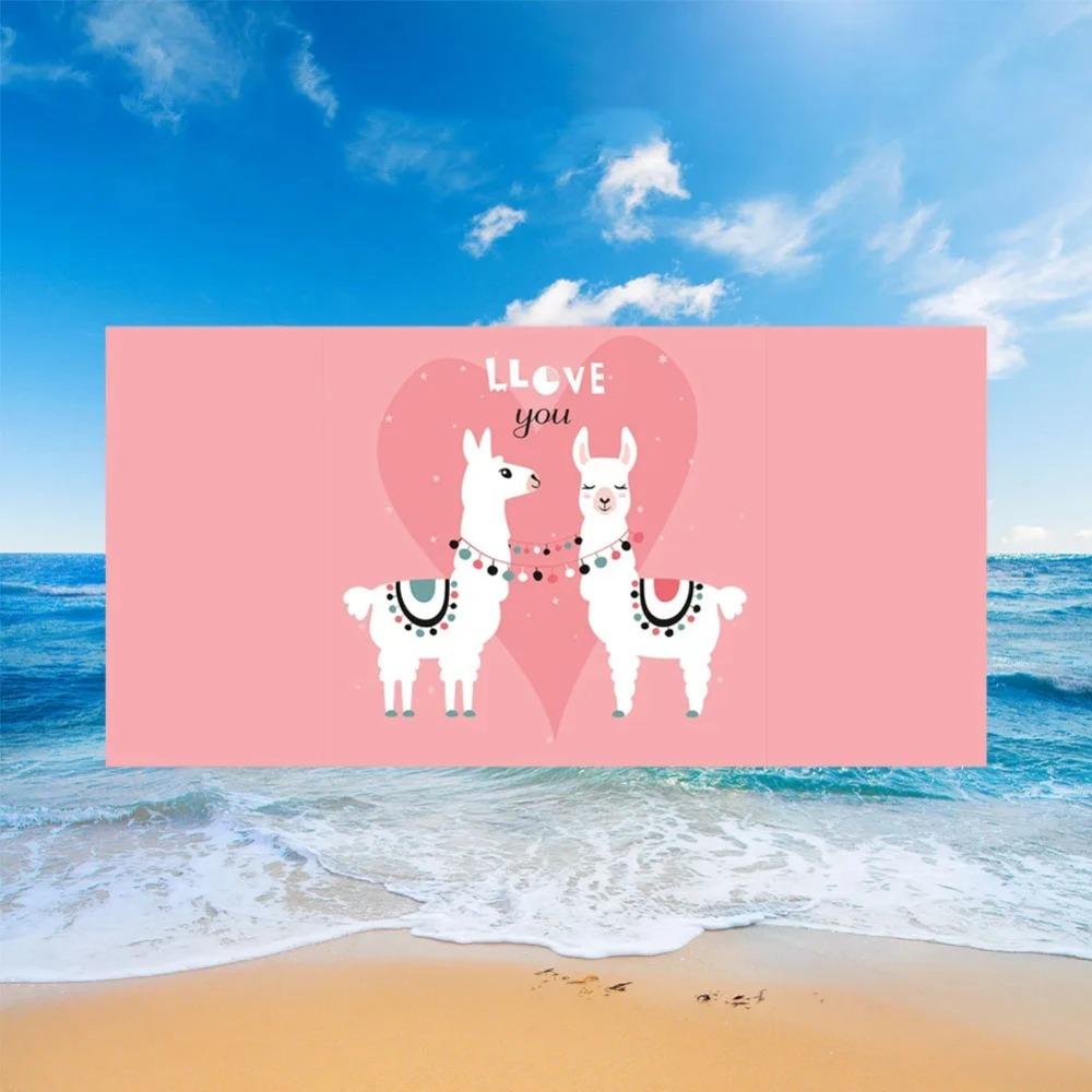 Cute Llama Alpaca Pattern Beach Towel Cartoon Animal Bath Towel for Sport Camping Yoga Surf Microfiber Quick Dry Swimming Cover