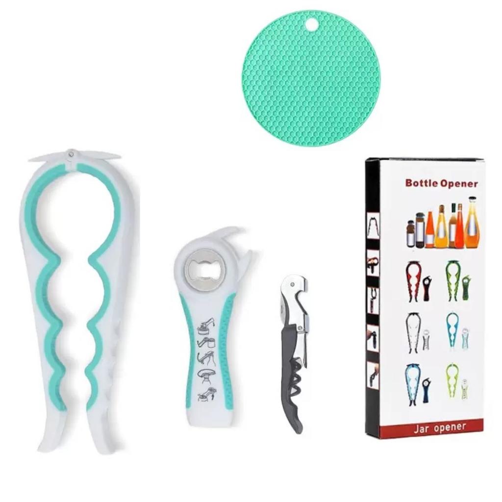 HOMZY Открывалка для консервов Многофункциональная Четыре в одном Открывалка для бутылок с напитками Открывалка для крышек Четырехпозиционная открывалка для консервов Противоскользящая открывалка для крышек