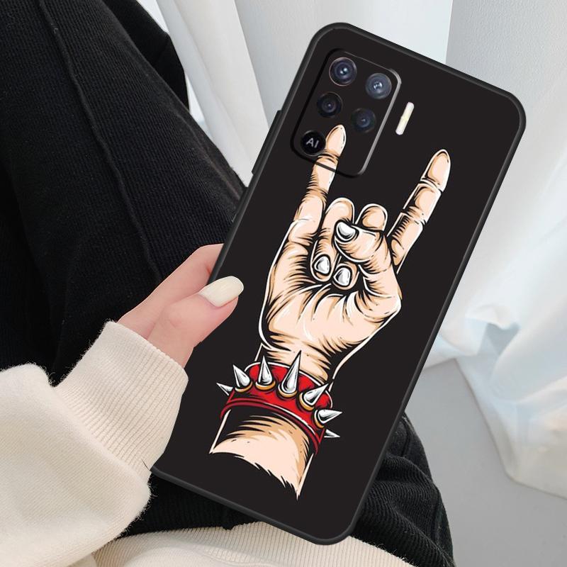 Череп Рок-н-Ролл Чехол для OPPO Find X3 X5 Pro A5 A9 A31 A53 A15 A16 A52 A72 A83 A91 A93 A94 A54 A74 A53S