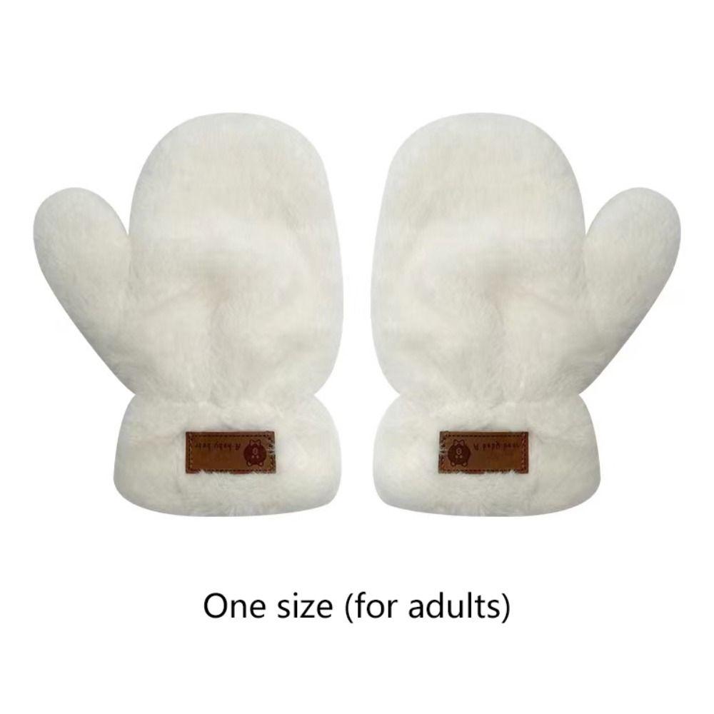 Velvet Winter Gloves Warm Letter Gloves New Plush Gloves  Women