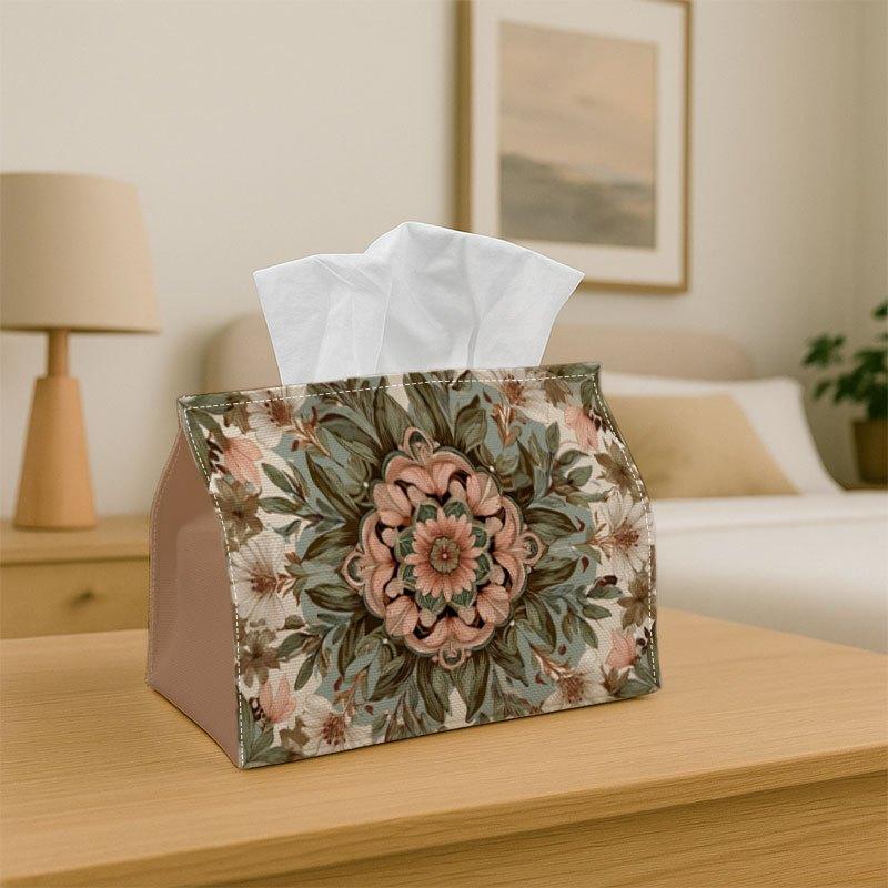 1pc Tissue Box Holder Seamless Pattern of Floral and Botanical Design - Multifunctional Napkin Dispenser for Home Party Car Decor - Decorative Tissue