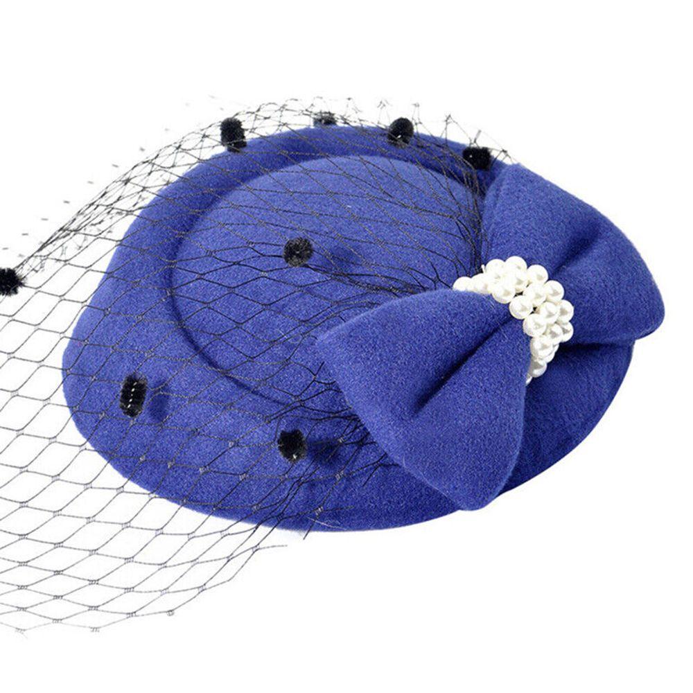 Hats Retro Hairclip Bowknot Veil Bridal Headdress Womens Vintage Hat Fascinator Hair Pillbox Hat