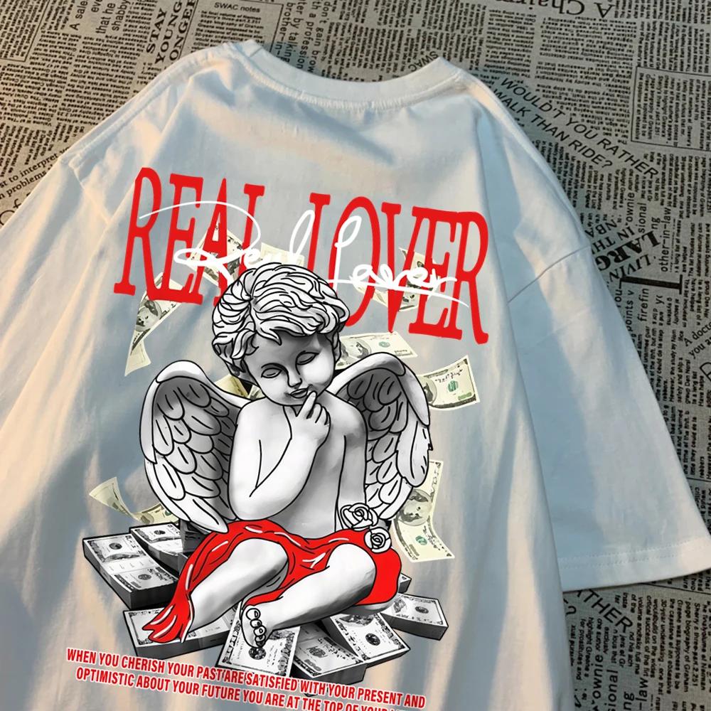 Футболки Real Lover Financial Freedom для мужчин и женщин из хлопка, свободные футболки с круглым вырезом, удобные футболки, летние дышащие топы для пар
