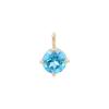 14K Solid Gold Blue Topaz Gemstone Pendant - Round Cut Gemstone Gold Pendant