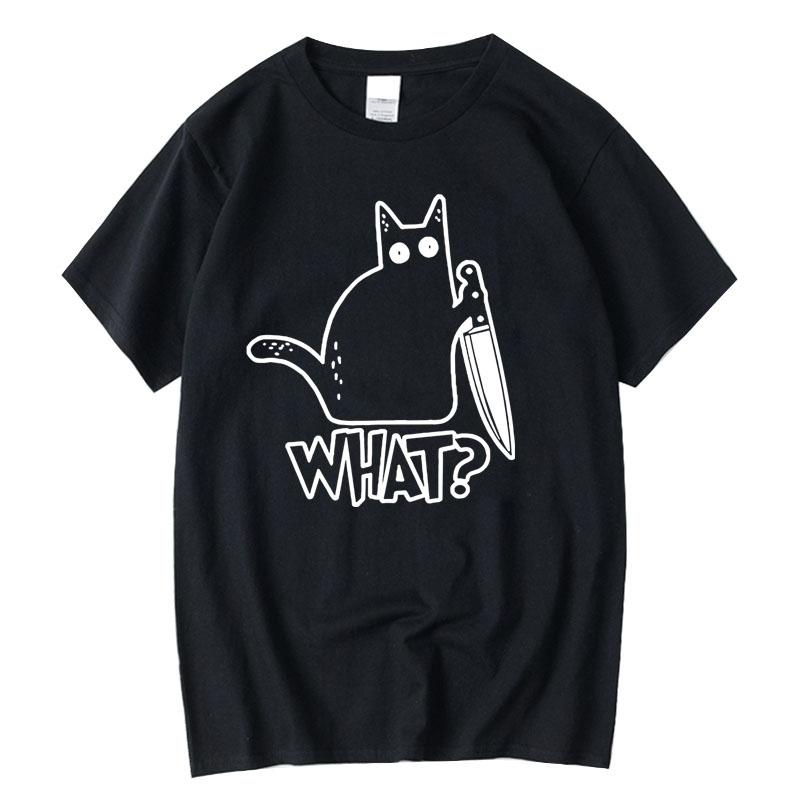 Mens Tshirt High Quality 100 Cotton Knife Cat Print Men T Shirt Casual Loose Men Tshirt Oneck Tshirt Men Tees Tops