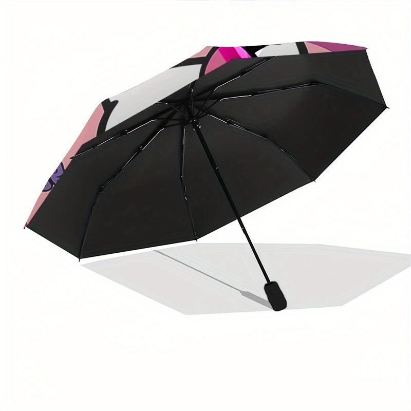 Hello Kitty,Floral Automatic Folding Umbrella-Simple 8-Rib Design, Bright Cartoon Pattern, Durable Iron Frame, Suitable For Travel, Outdoor,