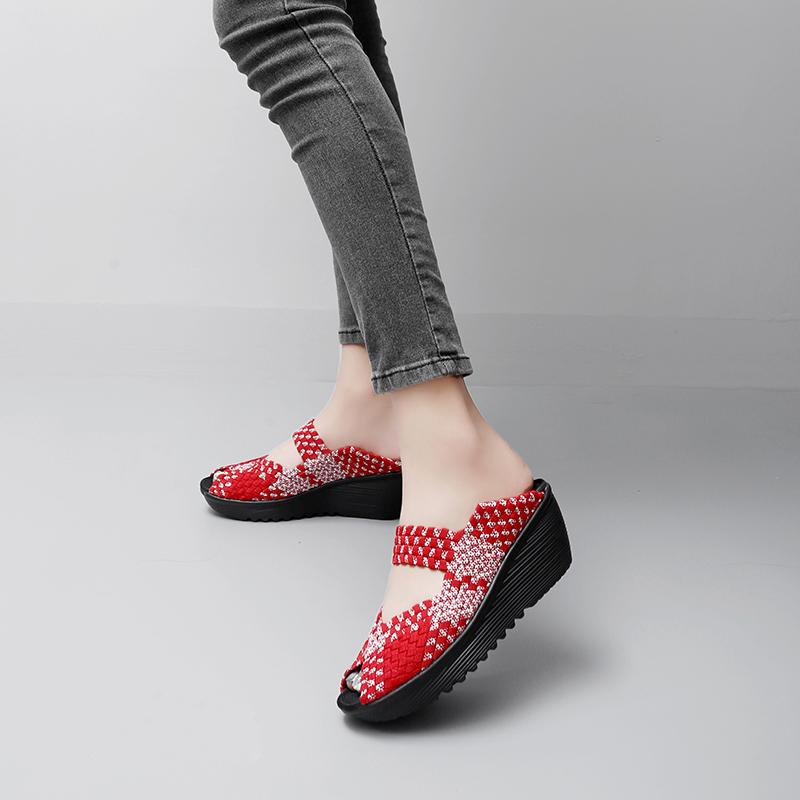 Женские прогулочные слипоны, ортопедические женские туфли-лодочки на платформе для диабетиков, легкие тапочки на танкетке, женские повседневные тапочки