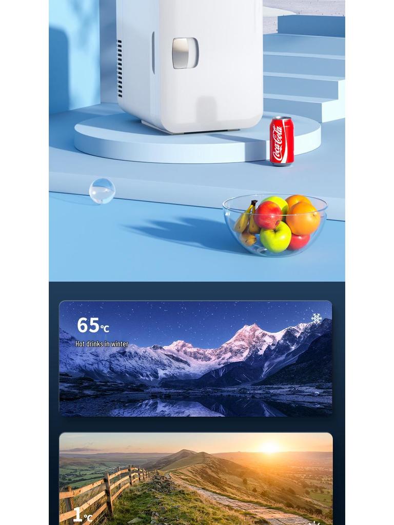 Компактный мини-холодильник двойного назначения: Портативный ретро-дизайн для дома, автомобиля и общежития с функцией охлаждения и изоляции.