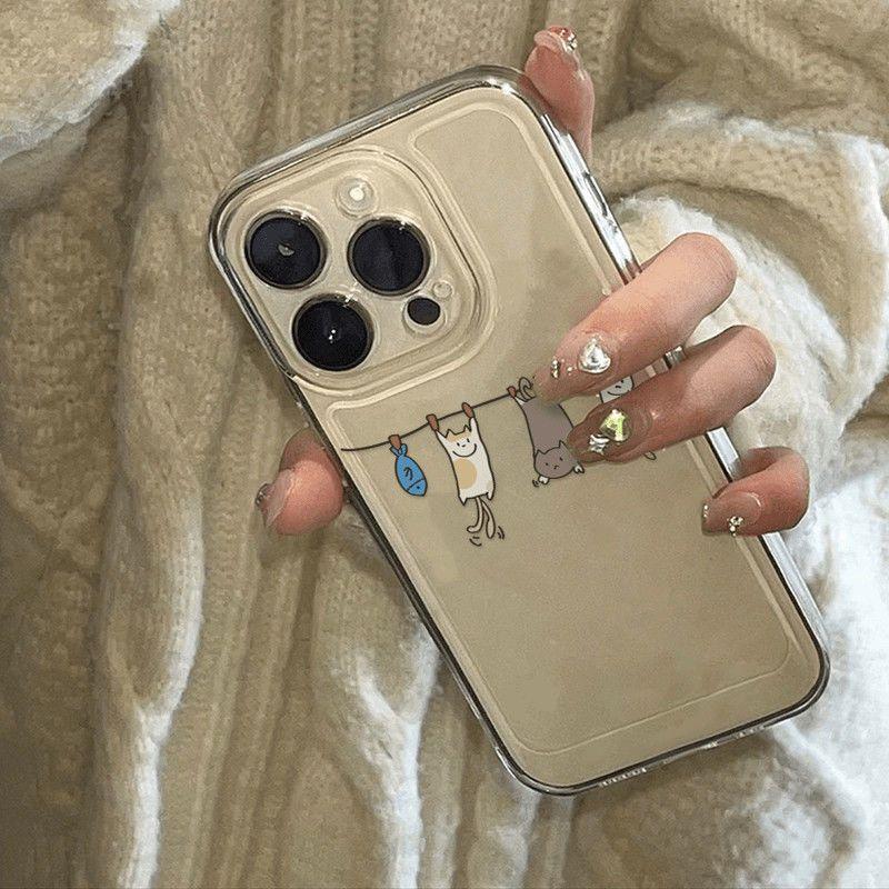 Милые Лежащие Кошки и Узор из Конфетти Чехол для Телефона для Серии iPhone 17 16 15 14 13 12 11 16E Pro Max Plus Двухслойная Защита