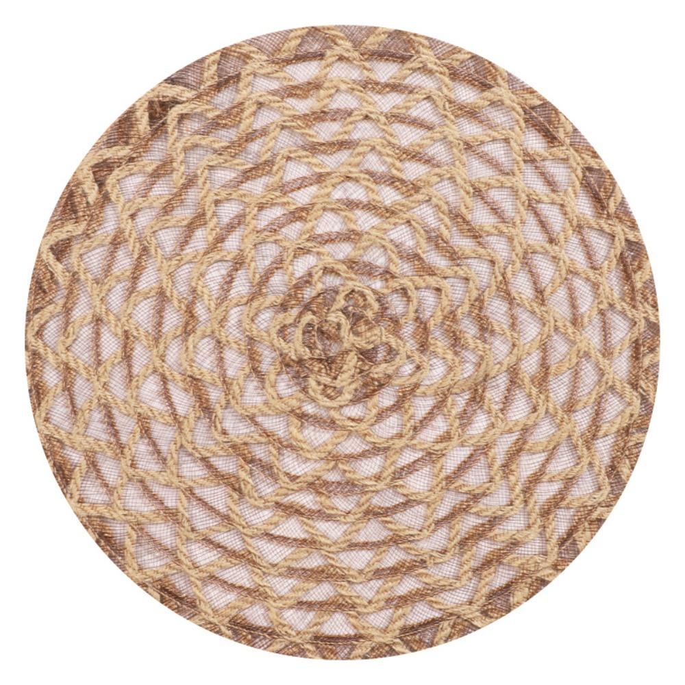 4 Pieces Durable Woven Natural Jute Place Mat Non-Slip Round Dish Mat Heat Insulation Wear-resistant Pot Mat Banquet