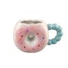 Ceramic Donut Mug With Cartoon Design - Creative Breakfast Cup Coffee Tea Water 300-400ml Hand-Painted Microwave-Safe? No