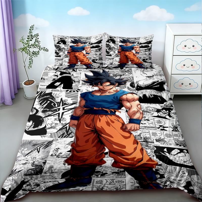 Подростковое постельное белье с Гоку из Dragon Ball, комплект пододеяльника, размер Queen King, для спальни, дома, общежития, подарки на день рождения для мальчиков