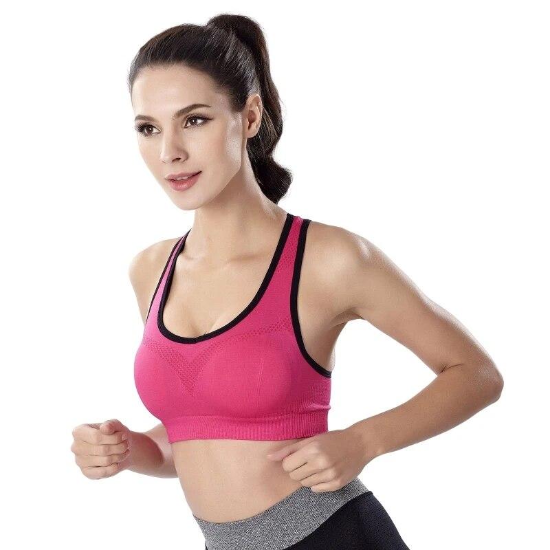 Женский спортивный бюстгальтер с мягкой подкладкой, бюстгальтер без косточек, пуш-ап для йоги со съемными чашками, бюстгальтер для фитнеса и бега с вырезом сзади