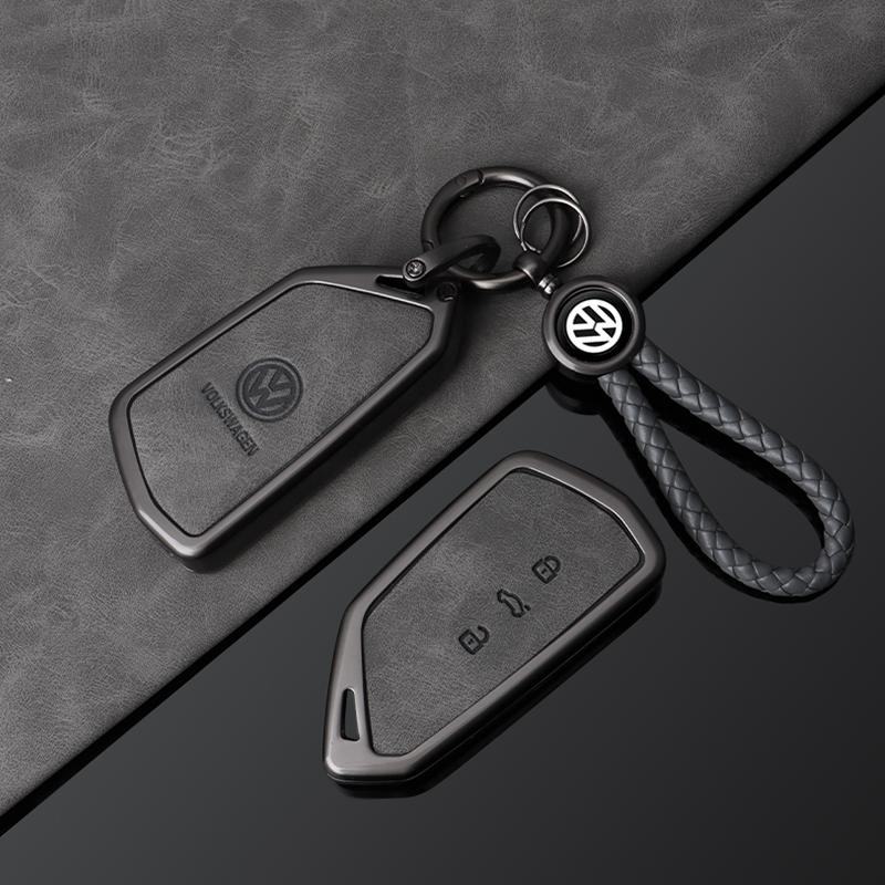 Alloy Leather Car Key Case Full Cover Shell For VW Volkswagen ID.3 ID.4 Golf 8 2022 2023 MK8 Auto Keyless Keychain Accessories zr4