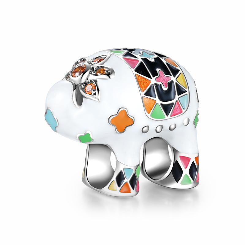 Бусины из стерлингового серебра S925, оригинальные индивидуальные милые животные, браслет, аксессуары для самостоятельного изготовления, бусины из серебряной эмали, свободные бусины