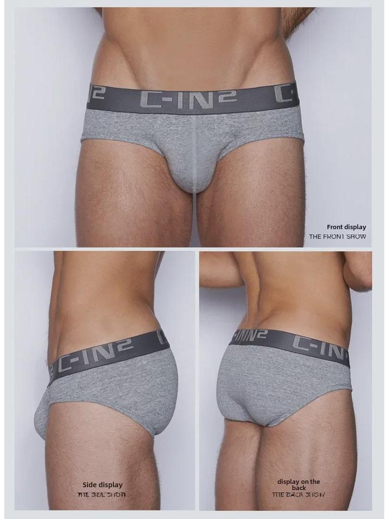 C-IN2 Men's Pure Cotton Low-Rise U-Convex Breathable Lift Briefs