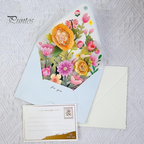 3D вылетающая поздравительная открытка с несколькими красочными цветочными декорами, поздравительная открытка с конвертом, акварельная живопись, рождественский, новогодний подарок