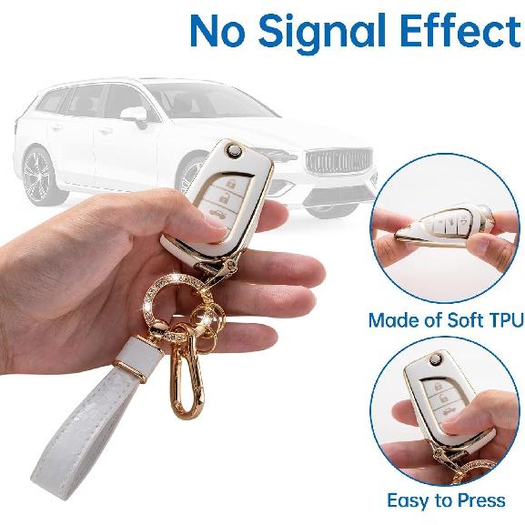 Чехол для брелока Toyota с брелком для ключей Toyota, чехол для автомобильного брелока, совместимый с Toyota Fortuner Tundra Camry RAV4 Highlander