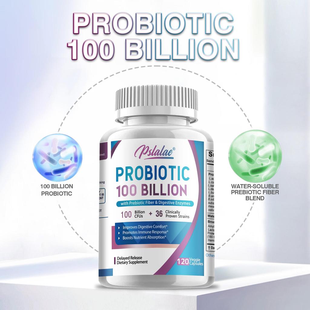 100 Billion Probiotic Dietary Supplement - Improves Digestion, Supports Immune Response - 120 Capsules - Vegetarian